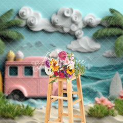 Aperturee - Aperturee Surfboards Cartoon Truck Beach Floral Summer Backdrop