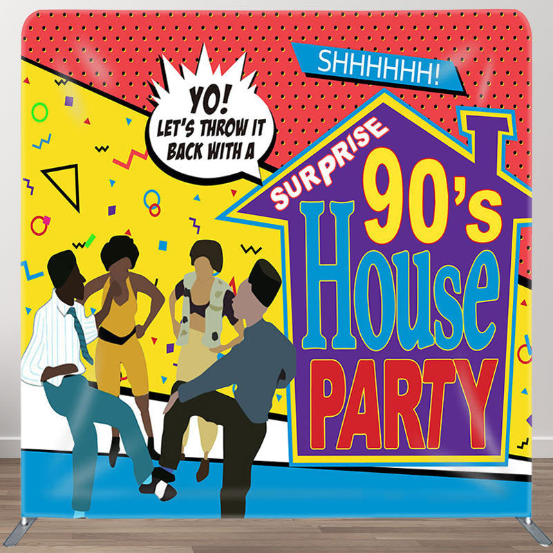 Aperturee - Aperturee Surprise 90s House Party Fabric Backdrop Cover for Birthday