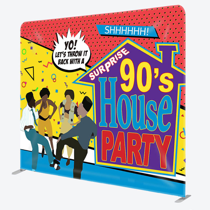 Aperturee - Aperturee Surprise 90s House Party Fabric Backdrop Cover for Birthday