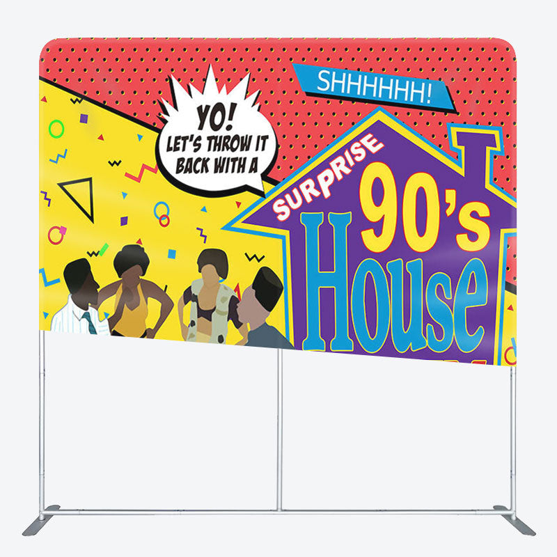 Aperturee - Aperturee Surprise 90s House Party Fabric Backdrop Cover for Birthday