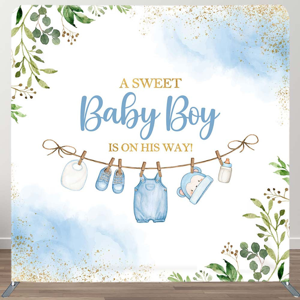 Aperturee - Aperturee Sweet Baby Boy Plant Gender Reveal Square Backdrop