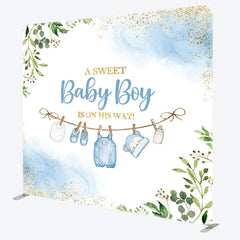 Aperturee - Aperturee Sweet Baby Boy Plant Gender Reveal Square Backdrop