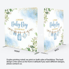 Aperturee - Aperturee Sweet Baby Boy Plant Gender Reveal Square Backdrop