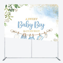 Aperturee - Aperturee Sweet Baby Boy Plant Gender Reveal Square Backdrop