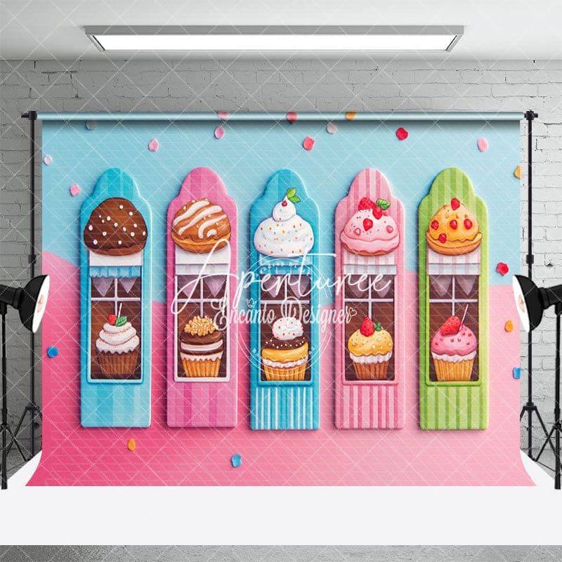 Aperturee - Aperturee Sweet Candyland Dessert Cake Smash Photo Backdrop