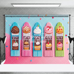 Aperturee - Aperturee Sweet Candyland Dessert Cake Smash Photo Backdrop