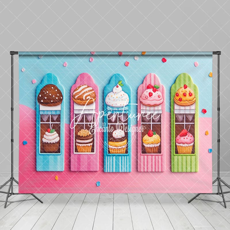 Aperturee - Aperturee Sweet Candyland Dessert Cake Smash Photo Backdrop