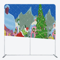 Aperturee - Aperturee Sweet Cartoon Grinch Whoville Tension Fabric Backdrop