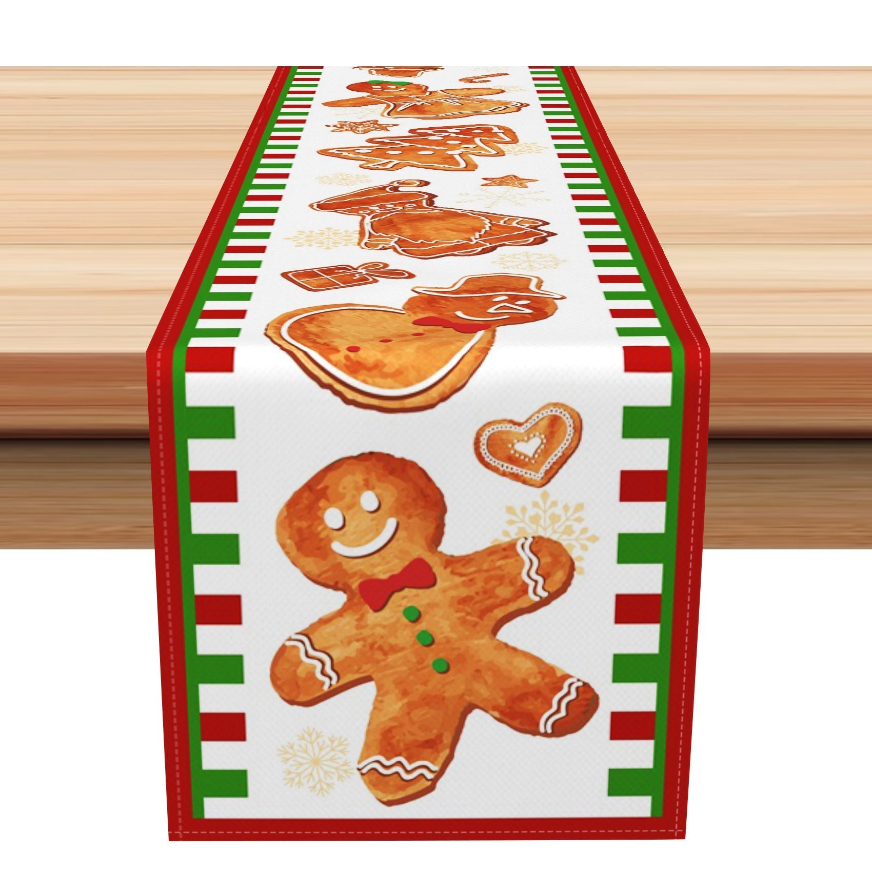 Aperturee - Aperturee Sweet Gingerbread Man Gift Christmas Table Runner