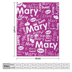 Aperturee - Aperturee Sweet Heart Crown Purple White Custom Name Blanket