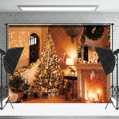 Aperturee - Aperturee Sweet Home Light Christmas Tree Fireplace Backdrop