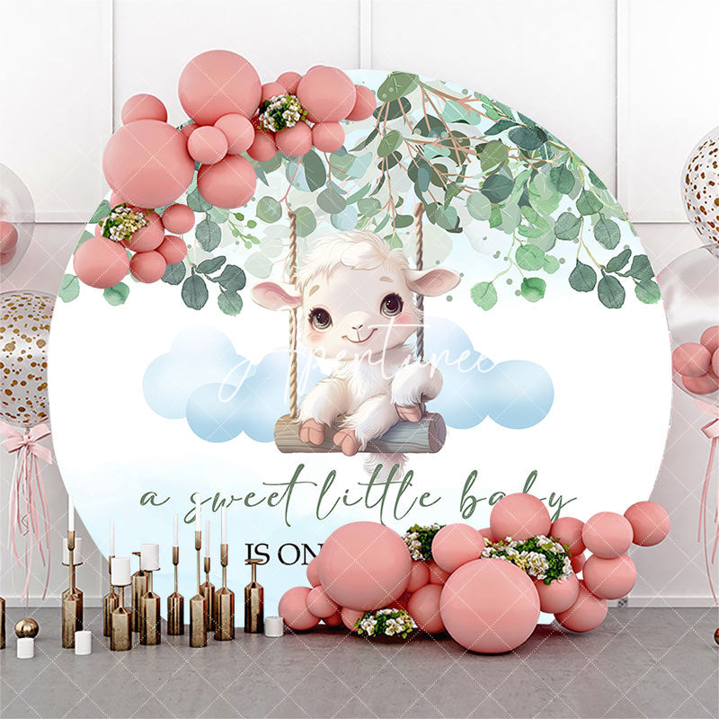 Aperturee - Aperturee Sweet Little Lamp Plant Round Baby Shower Backdrop