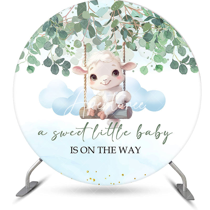 Aperturee - Aperturee Sweet Little Lamp Plant Round Baby Shower Backdrop