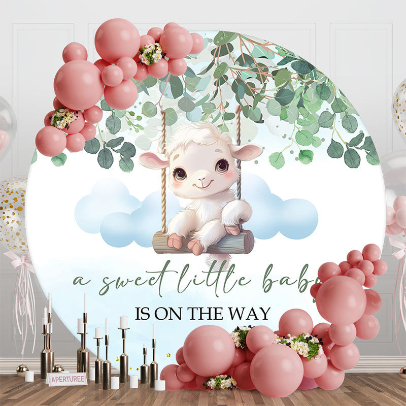 Aperturee - Aperturee Sweet Little Lamp Plant Round Baby Shower Backdrop