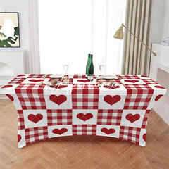 Aperturee - Aperturee Sweet Love Hearts Valentines Day Stretch Table Cover