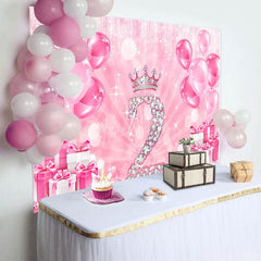 Aperturee - Aperturee Sweet Pink Bokeh Shiny Happy 2nd Birthday Backdrop