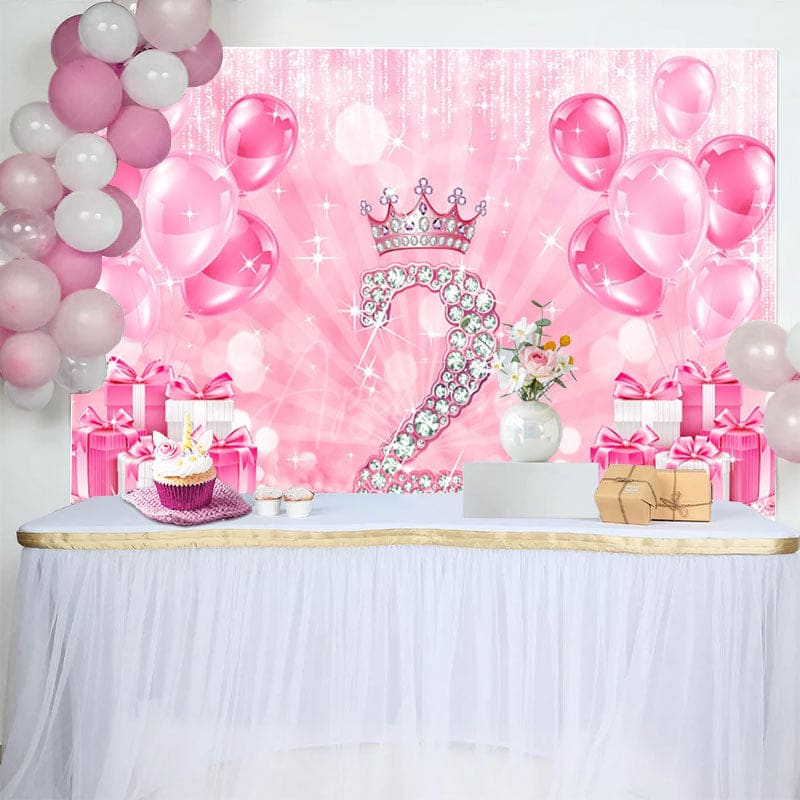 Aperturee - Aperturee Sweet Pink Bokeh Shiny Happy 2nd Birthday Backdrop