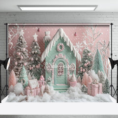 Aperturee - Aperturee Sweet Pink Candy Land Winter Photography Backdrop