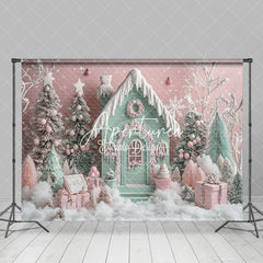 Aperturee - Aperturee Sweet Pink Candy Land Winter Photography Backdrop