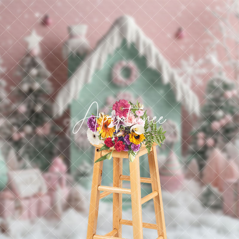 Aperturee - Aperturee Sweet Pink Candy Land Winter Photography Backdrop