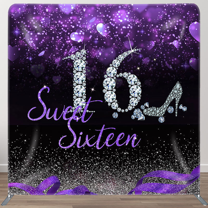 Aperturee - Aperturee Sweet Sixteen Glitter Fabric Backdrop Cover for Birthday