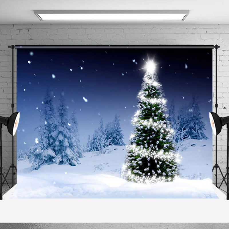 Aperturee - Aperturee Swirl Light Star Tree Snow Winter Christmas Backdrop