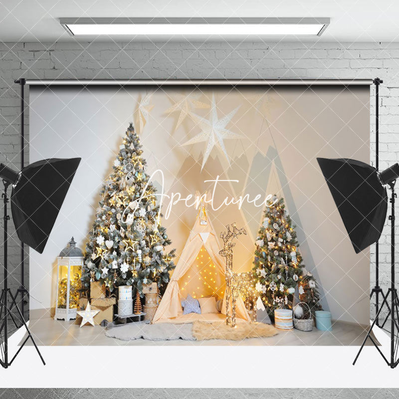 Aperturee - Aperturee Tent Stars Decoration Christmas Photography Backdrop