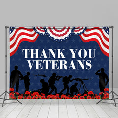 Aperturee - Aperturee Thank You Veterans USA Patriotic Party Backdrop