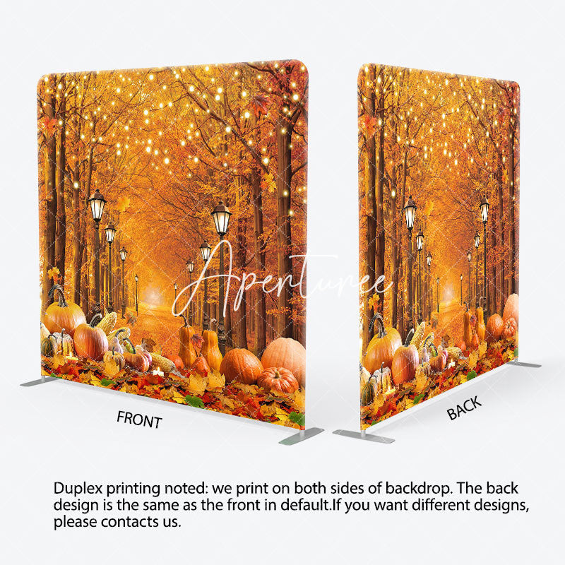 Aperturee - Aperturee Thanksgiving Autumn Maple Forest Pumpkin Backdrop