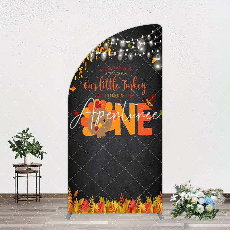 Aperturee - Aperturee Thanksgiving Little Turkey 1st Birthday Arch Backdrop