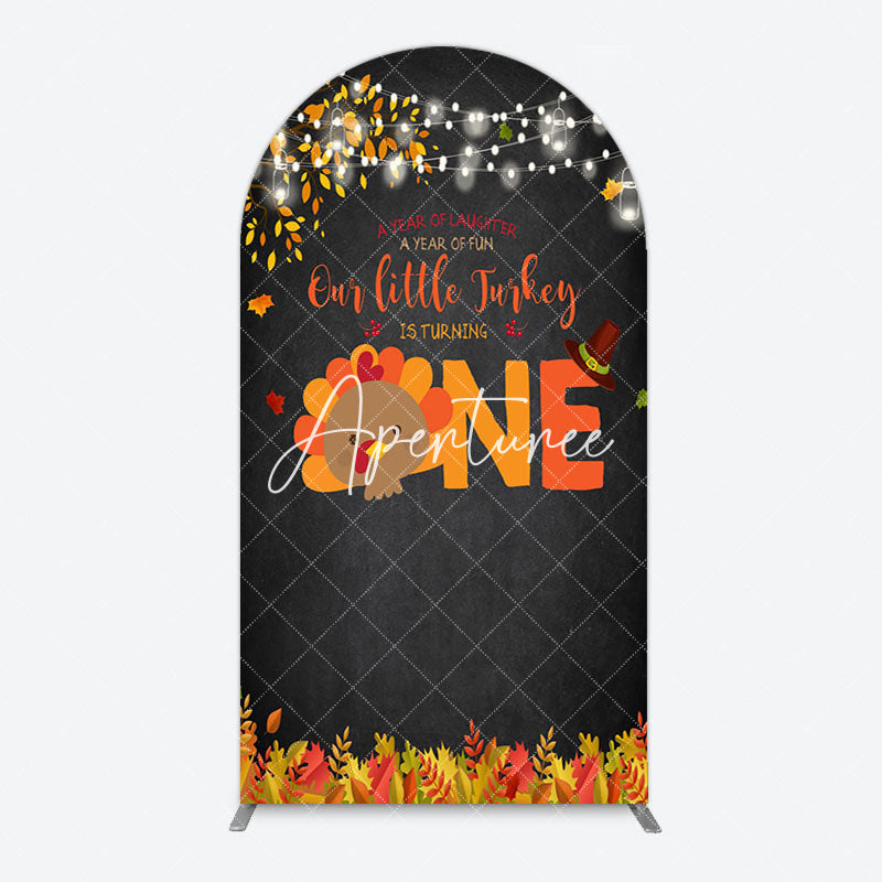 Aperturee - Aperturee Thanksgiving Little Turkey 1st Birthday Arch Backdrop