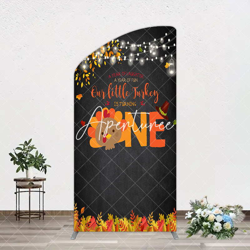 Aperturee - Aperturee Thanksgiving Little Turkey 1st Birthday Arch Backdrop