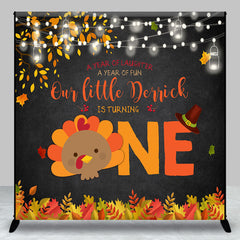 Aperturee - Aperturee Thanksgiving Turkey Custom Name 1st Birthday Backdrop