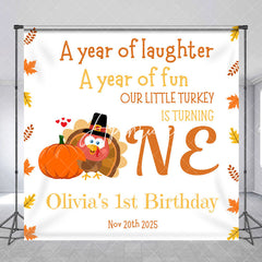 Aperturee - Aperturee Thanksgiving Turkey Custom Name One Birthday Backdrop