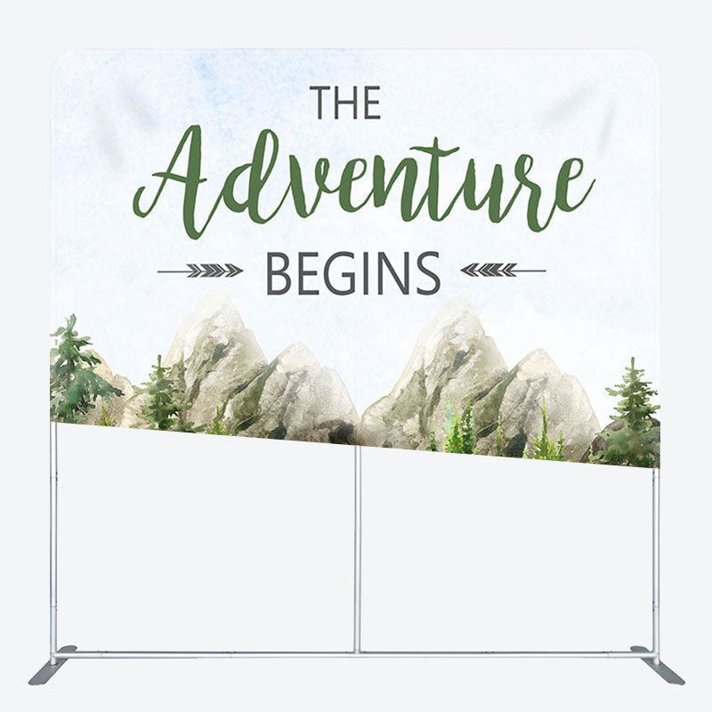 Aperturee - Aperturee The Adventure Begins Fabric Backdrop Cover for Baby Shower