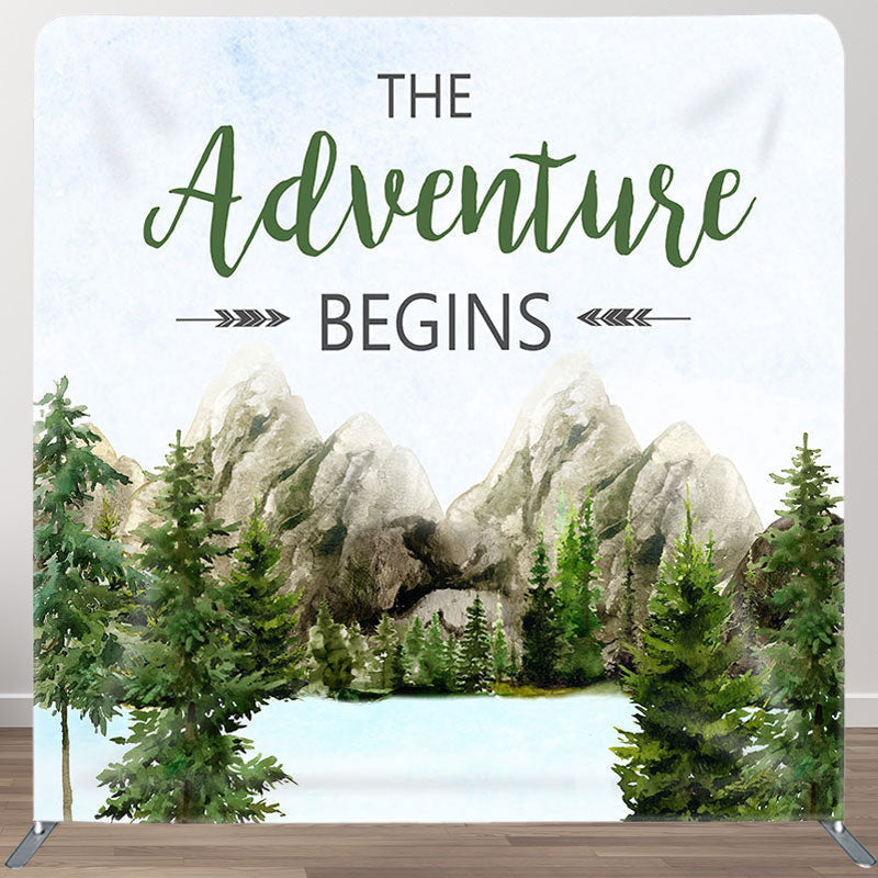 Aperturee - Aperturee The Adventure Begins Fabric Backdrop Cover for Baby Shower