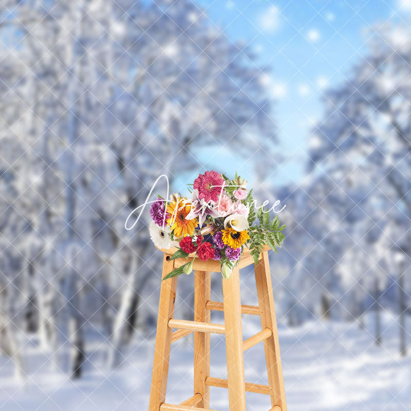 Aperturee - Aperturee Thick Snowy Winter Natural Forest Scenery Backdrop