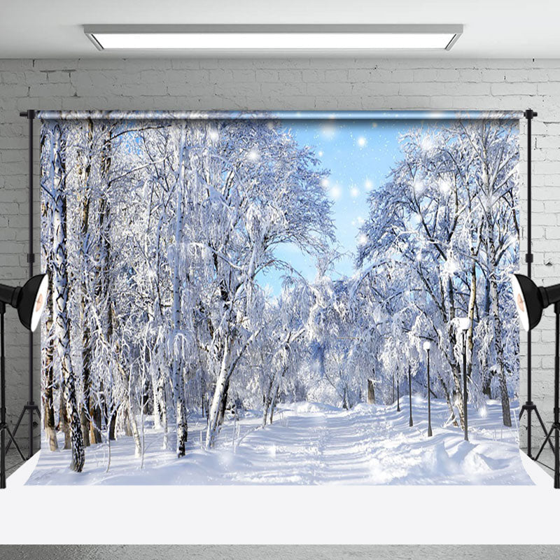 Aperturee - Aperturee Thick Snowy Winter Natural Forest Scenery Backdrop