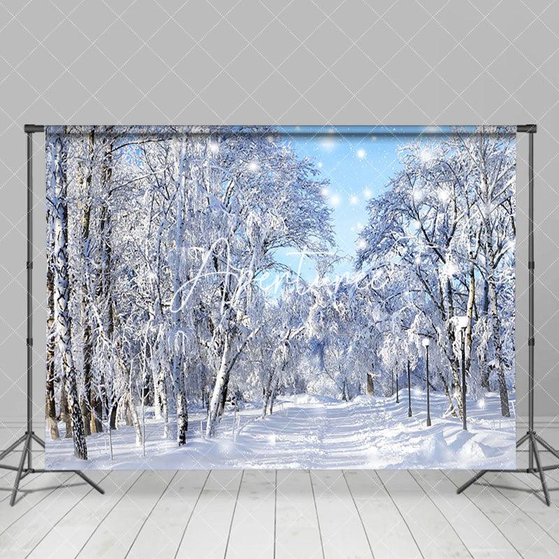 Aperturee - Aperturee Thick Snowy Winter Natural Forest Scenery Backdrop