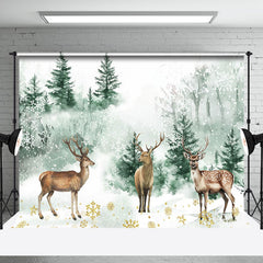 Aperturee - Aperturee Three Deer In The Woods Painting Forest Backdrop