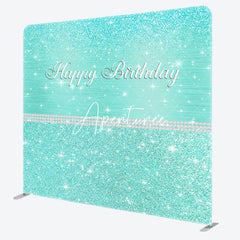 Aperturee - Aperturee Tiffany Green Glitter Birthday Pillow Case Backdrop