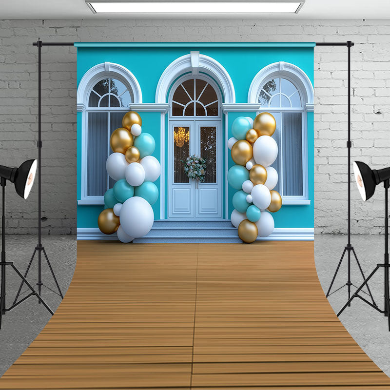 Aperturee - Aperturee Tiffany Green White House Balloons Sweep Backdrop