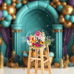 Aperturee - Aperturee Tiger Treasure Green Wall Balloon Cake Smash Backdrop