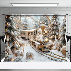 Aperturee - Aperturee Train Toy Pine Tree Christmas Photography Backdrop