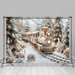 Aperturee - Aperturee Train Toy Pine Tree Christmas Photography Backdrop