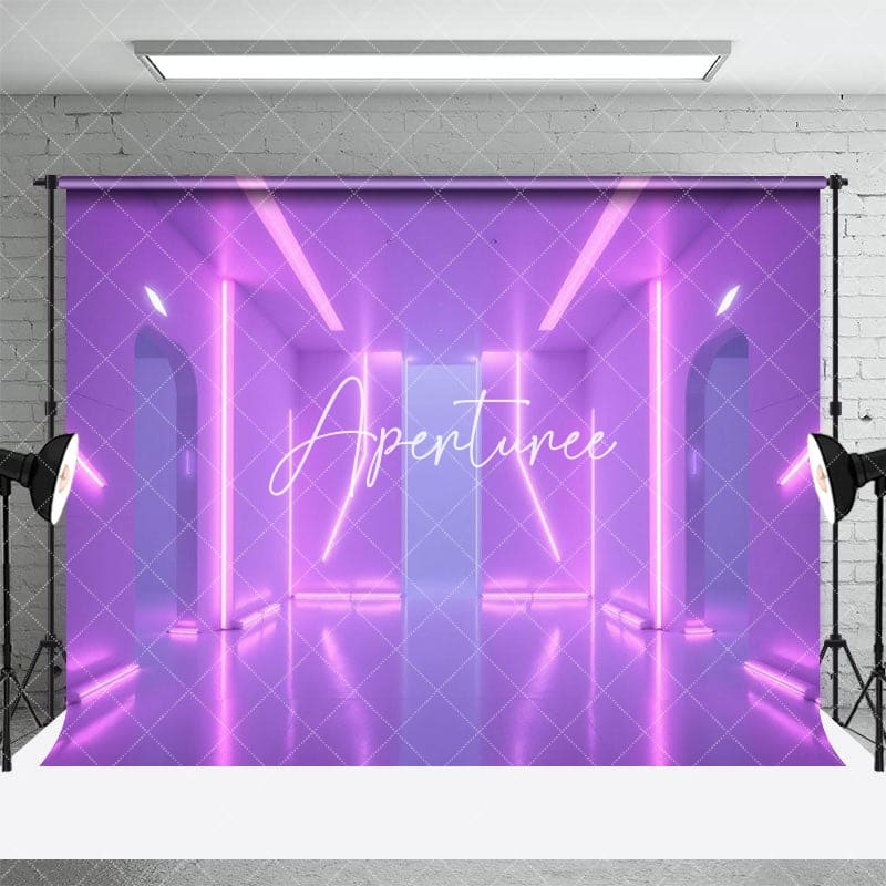 Aperturee - Aperturee Tranquil Futuristic Interior Neon Lights Backdrop