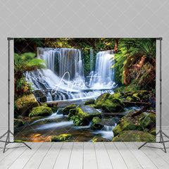 Aperturee - Aperturee Tranquil Multi Tier Waterfall Verdant Moss Backdrop