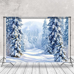 Aperturee - Aperturee Tranquil Winter Forest Snowy Canvas White Backdrop