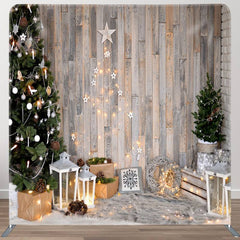 Aperturee - Aperturee Tree Shining Wood Christmas Tension Fabric Backdrop