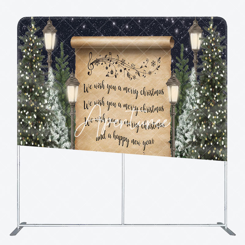 Aperturee - Aperturee Tree Snow Night Merry Christmas Pillow Case Backdrop